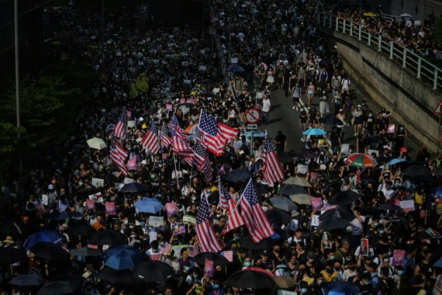 Huge crowd takes Hong Kong protest message to US consulate