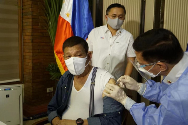 Philippine President Duterte receives China's Sinopharm COVID-19 vaccine