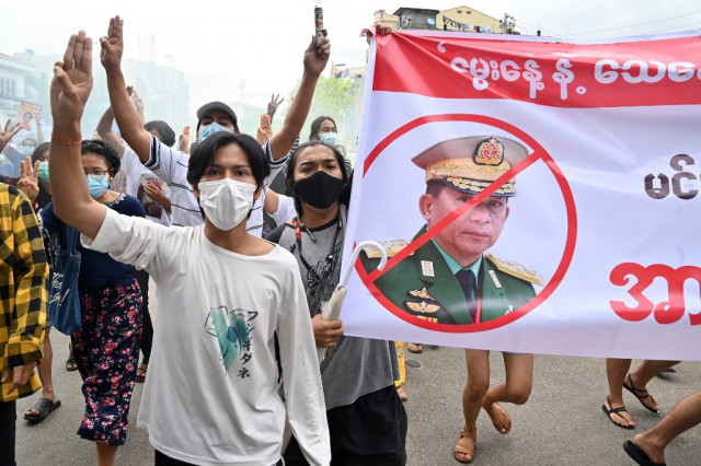 Protesters mark Myanmar coup leader's birthday with mock funerals