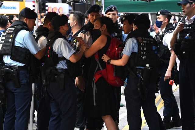 Hong Kong police detain several prominent democracy figures on Tiananmen anniversary