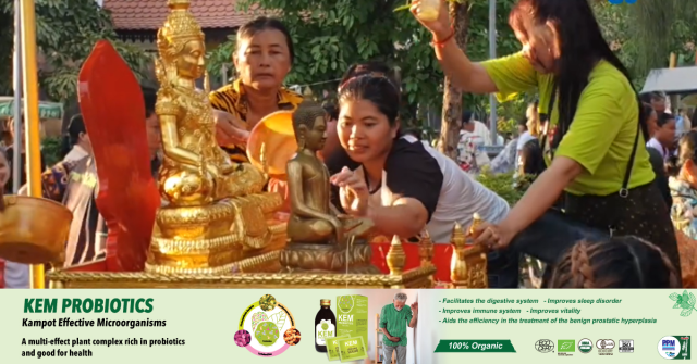 A Pagoda in Siem Reap Holds the Traditional Bathing of the Buddha Ceremony
